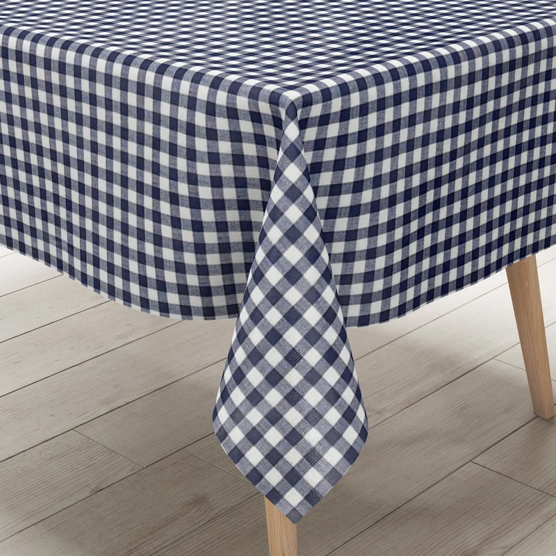 Wachstuch Tischdecke 01112-03 kariert vichy karo dunkelblau eckig rund oval