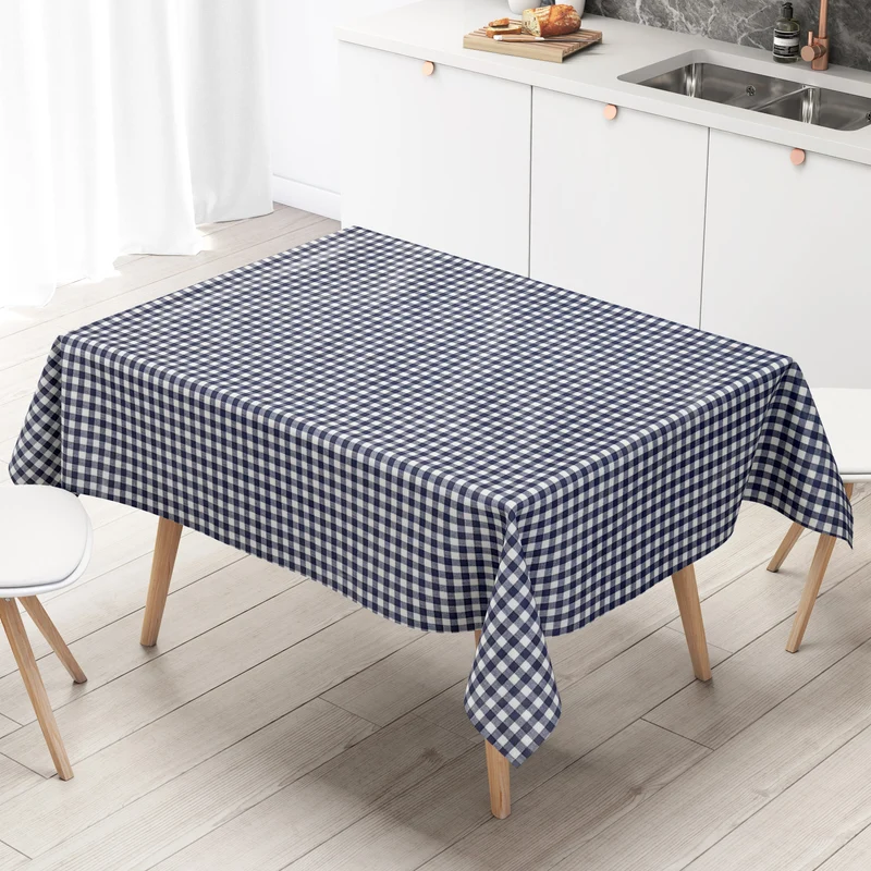 Wachstuch Tischdecke 01112-03 kariert vichy karo dunkelblau eckig rund oval
