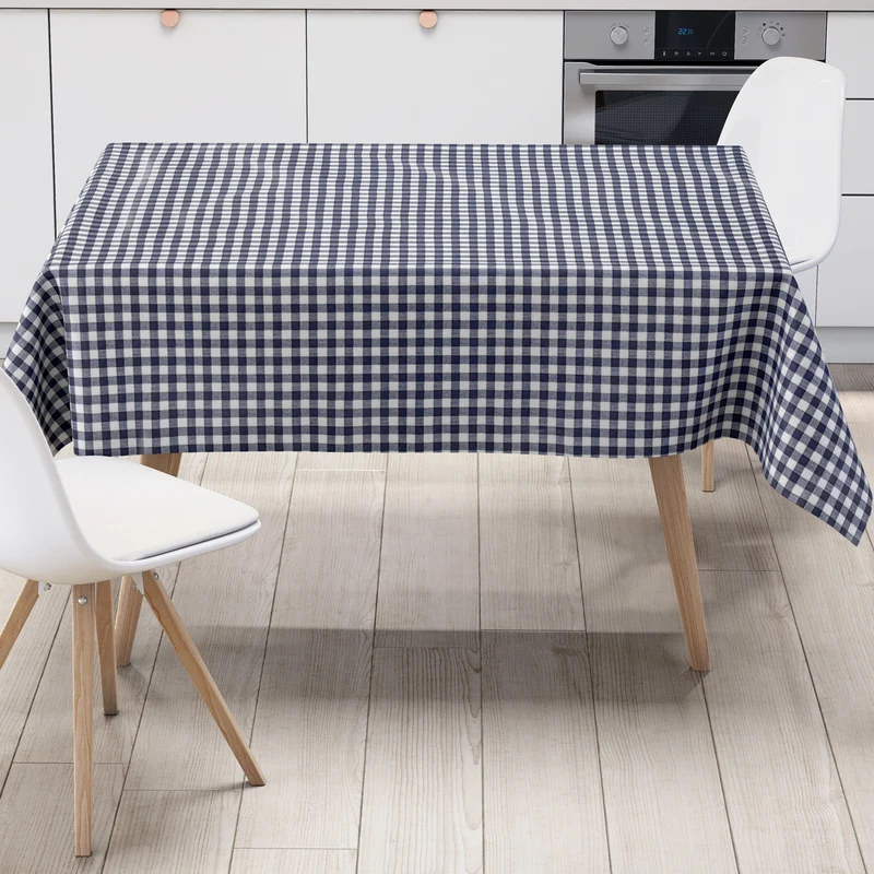 Wachstuch Tischdecke 01112-03 kariert vichy karo dunkelblau eckig rund oval