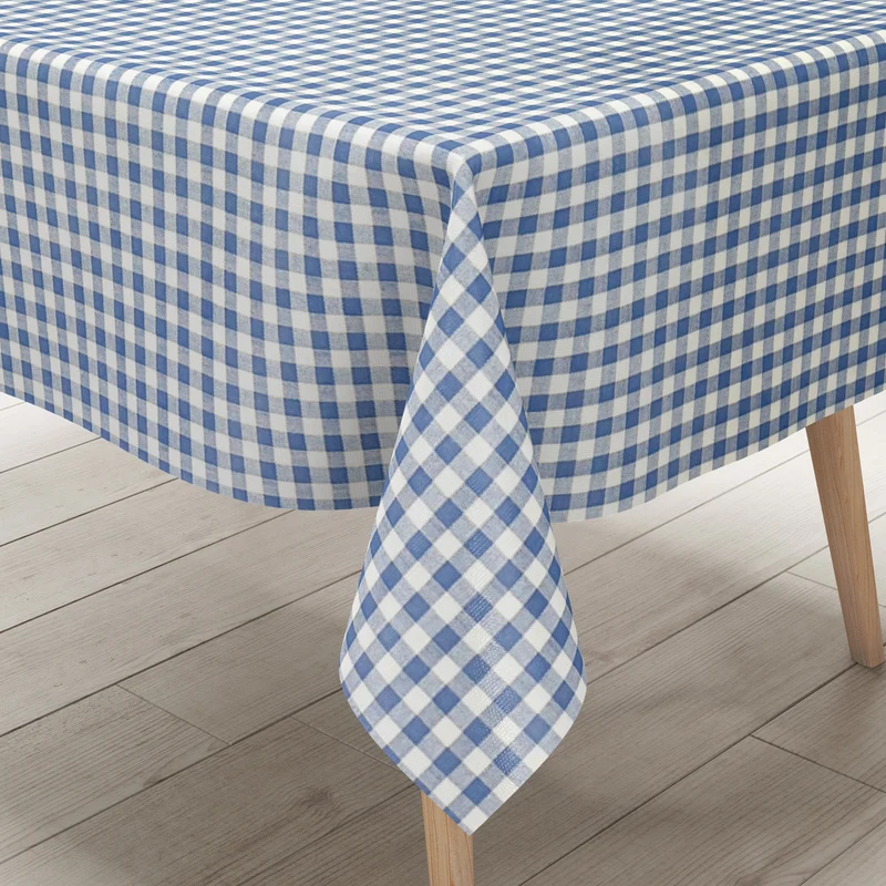 Wachstuch Tischdecke 01112-01 kariert vichy karo hellblau eckig rund oval
