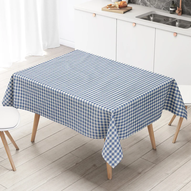 Wachstuch Tischdecke 01112-01 kariert vichy karo hellblau eckig rund oval