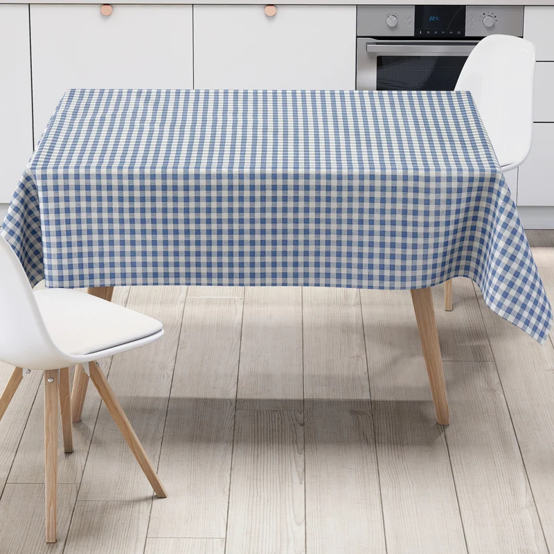 Wachstuch Tischdecke 01112-01 kariert vichy karo hellblau eckig rund oval