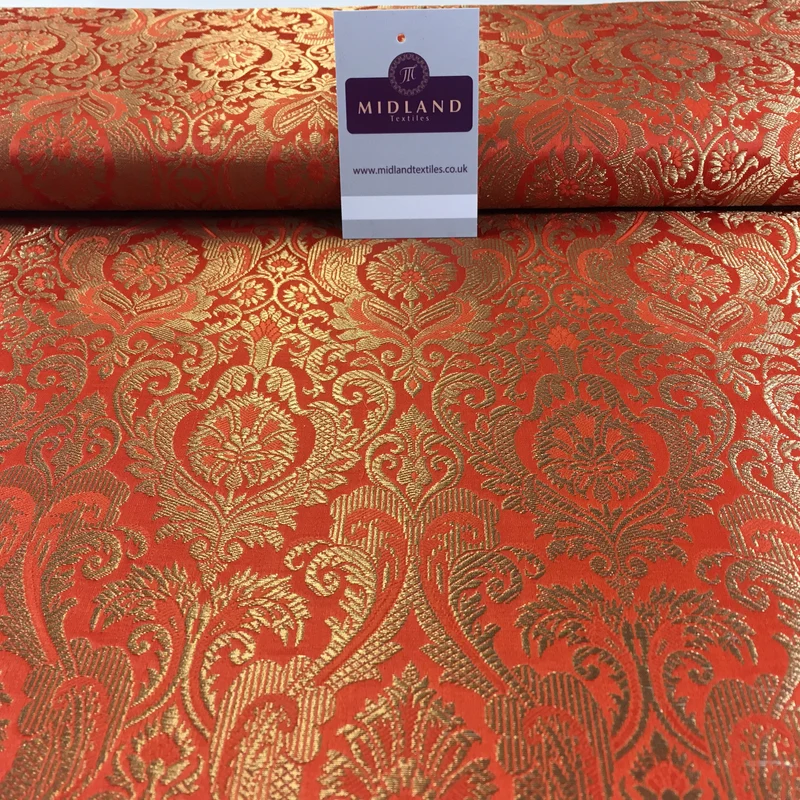 Indian Floral Ornamental Faux Silk Banarsi Brocade fabric 44" Wide M649