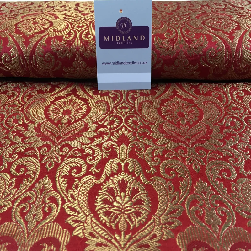 Indian Floral Ornamental Faux Silk Banarsi Brocade fabric 44" Wide M649