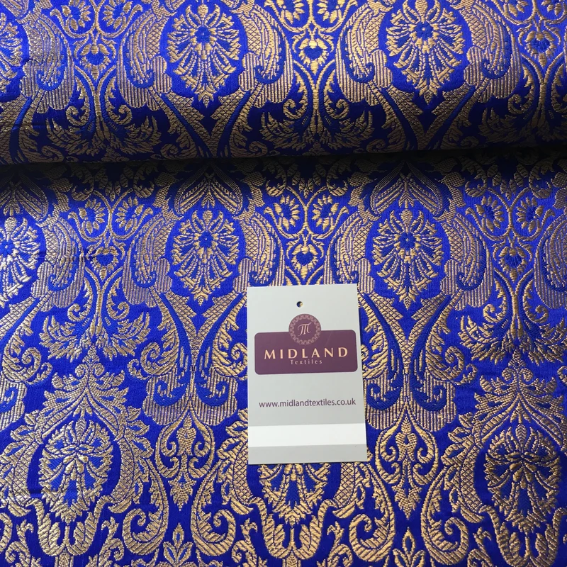 Indian Floral Ornamental Faux Silk Banarsi Brocade fabric 44" Wide M649