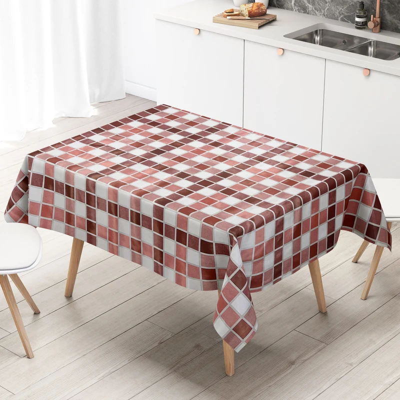 Wachstuch Tischdecke B3838-02 Mosaik Fliesenoptik kariert eckig rund oval