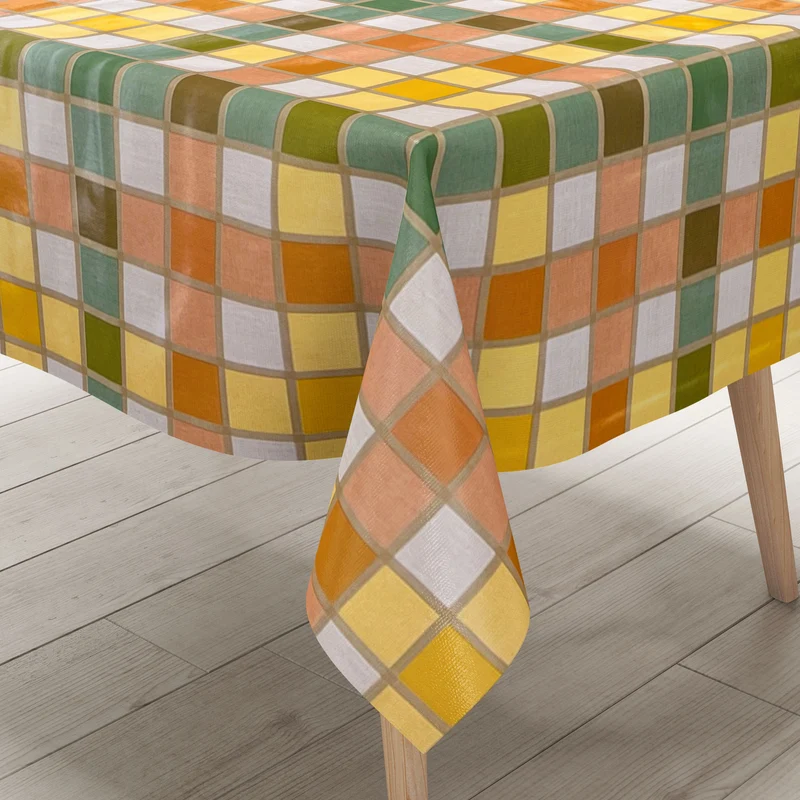 Wachstuch Tischdecke B3838-01 Mosaik Fliesenoptik kariert eckig rund oval