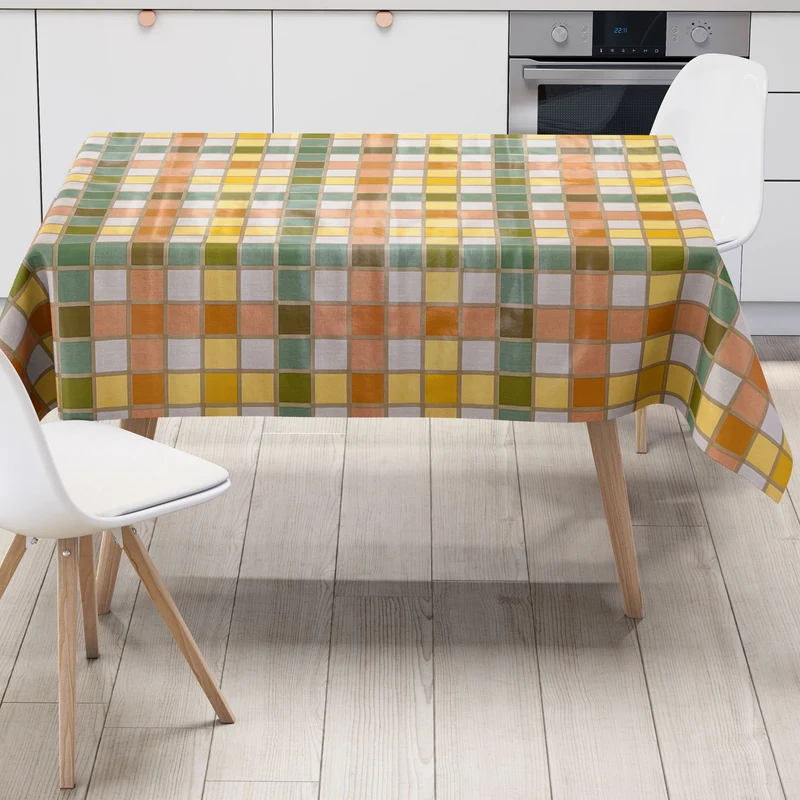 Wachstuch Tischdecke B3838-01 Mosaik Fliesenoptik kariert eckig rund oval