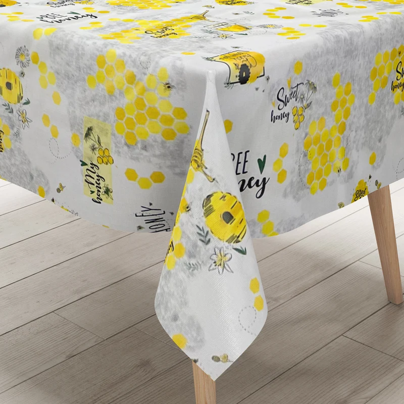 Wachstuch Tischdecke 06292-01 Honig Bienen Imker Blüten eckig rund oval