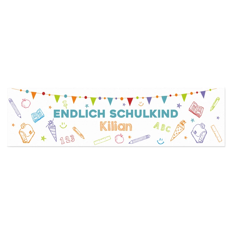 Personalisierter Tischläufer zur Einschulung mit Name | Endlich Schulkind | 2 Größen
