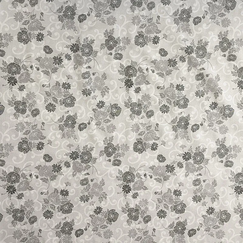 Wachstuch Tischdecke geprägt P1053-1 Leinenoptik grau Blumen floral eckig rund oval