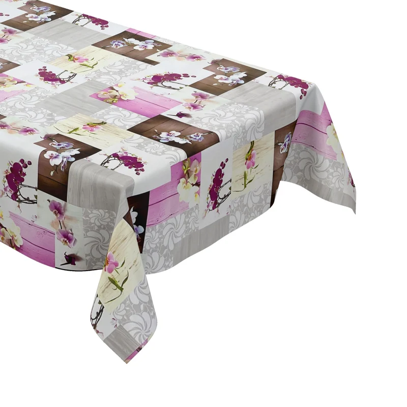 Wachstuch Tischdecke CB60 rosa Orchideen auf Holz eckig rund oval