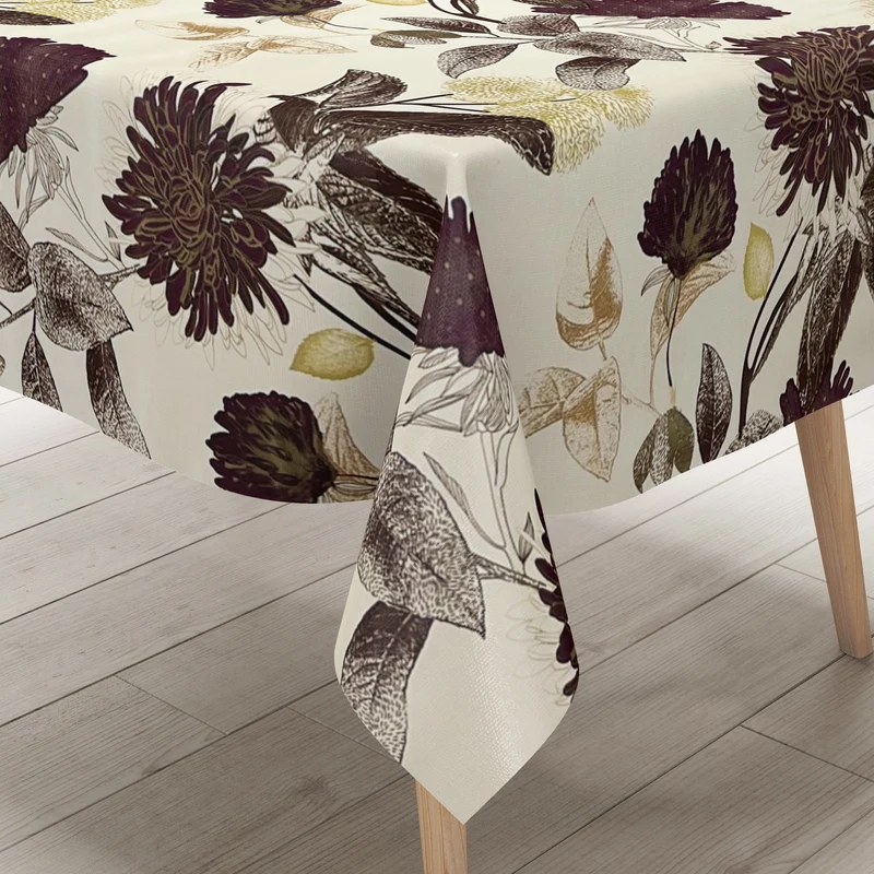 Wachstuch Tischdecke CR41 beige Astern Herbst eckig rund oval
