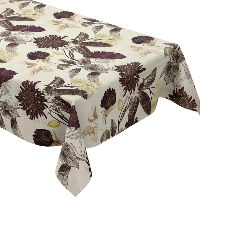 Wachstuch Tischdecke CR41 beige Astern Herbst eckig rund oval
