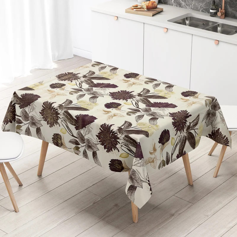 Wachstuch Tischdecke CR41 beige Astern Herbst eckig rund oval