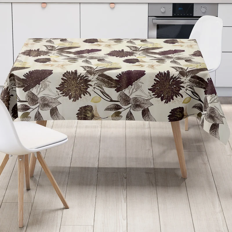 Wachstuch Tischdecke CR41 beige Astern Herbst eckig rund oval