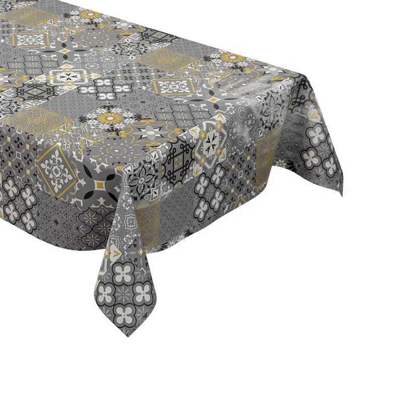 Wachstuch Tischdecke B5010-05 grau Mosaik Fliesen Portugal eckig rund oval