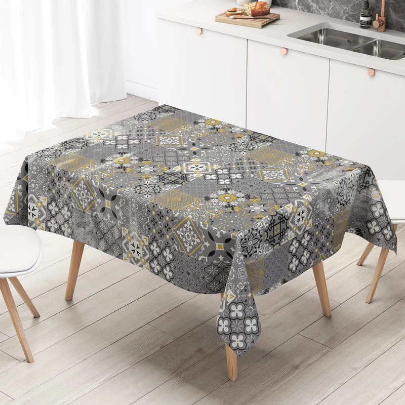 Wachstuch Tischdecke B5010-05 grau Mosaik Fliesen Portugal eckig rund oval