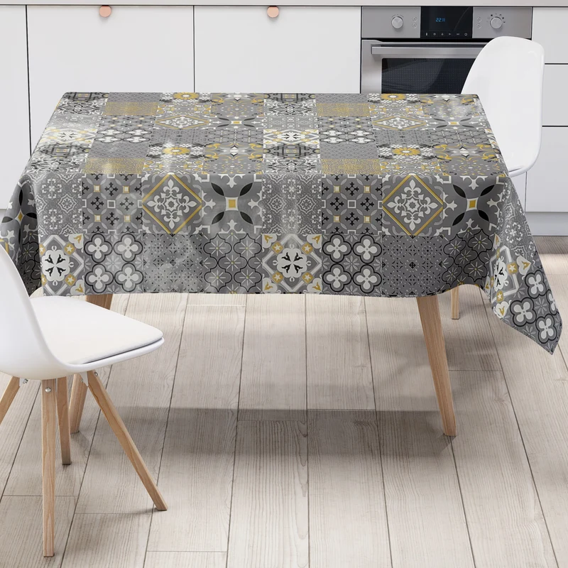 Wachstuch Tischdecke B5010-05 grau Mosaik Fliesen Portugal eckig rund oval