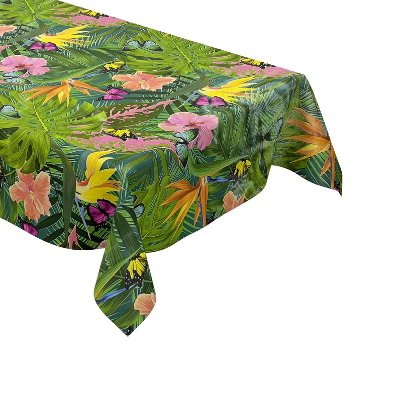 Wachstuch Tischdecke B5044-02 Schmetterlinge Dschungel Monstera eckig rund oval Meterware