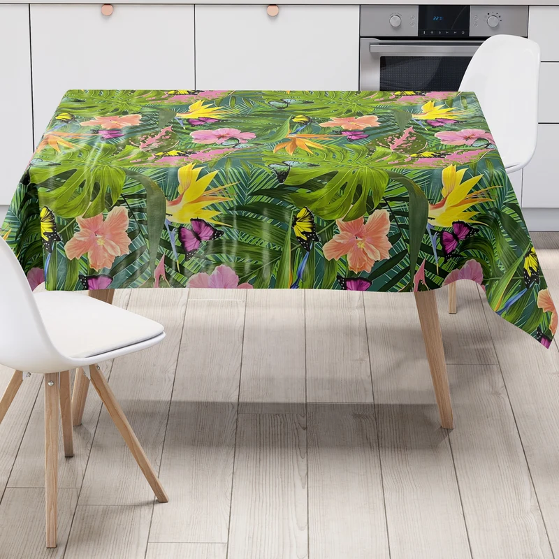 Wachstuch Tischdecke B5044-02 Schmetterlinge Dschungel Monstera eckig rund oval Meterware
