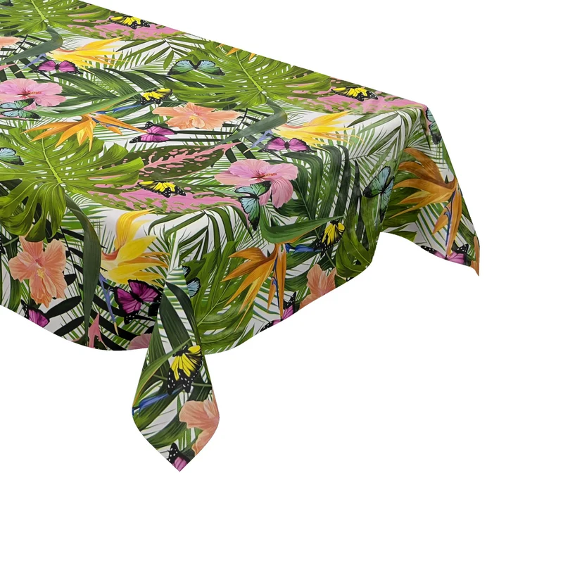 Wachstuch Tischdecke B5044-01 Schmetterlinge Dschungel Monstera eckig rund oval Meterware