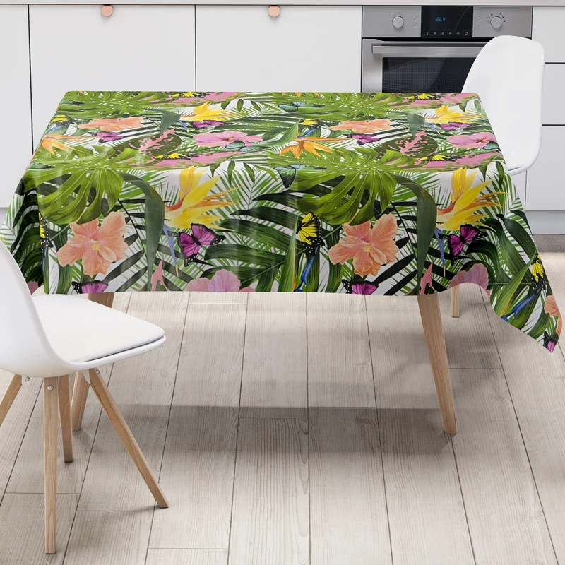 Wachstuch Tischdecke B5044-01 Schmetterlinge Dschungel Monstera eckig rund oval Meterware