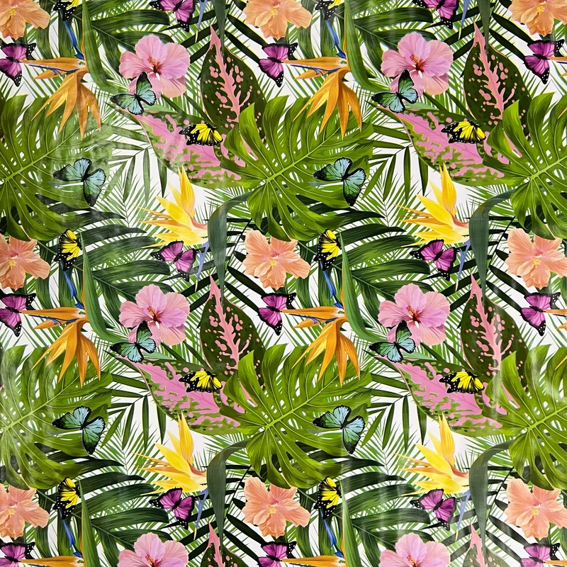 Wachstuch Tischdecke B5044-01 Schmetterlinge Dschungel Monstera eckig rund oval Meterware
