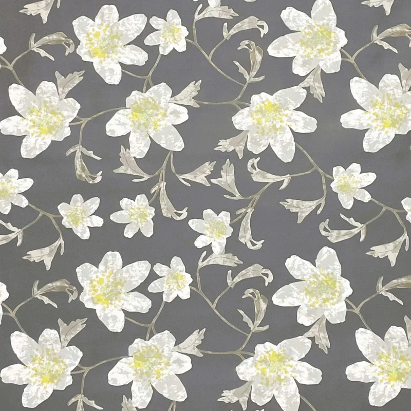 Wachstuch Tischdecke geprägt M19349 Blumen auf grau eckig rund oval