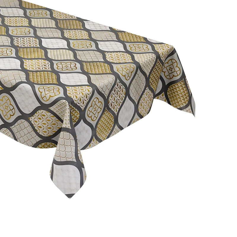 Wachstuch Tischdecke geprägt Weihnachten B6014-04 Zapfen gold grau eckig rund oval
