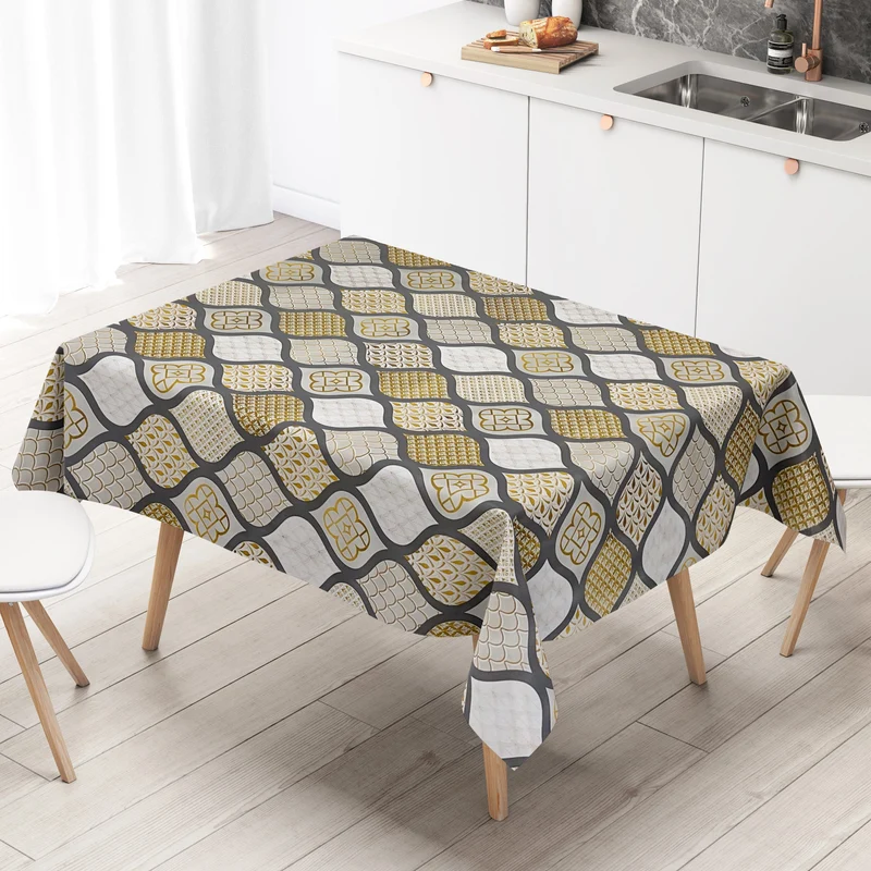 Wachstuch Tischdecke geprägt Weihnachten B6014-04 Zapfen gold grau eckig rund oval