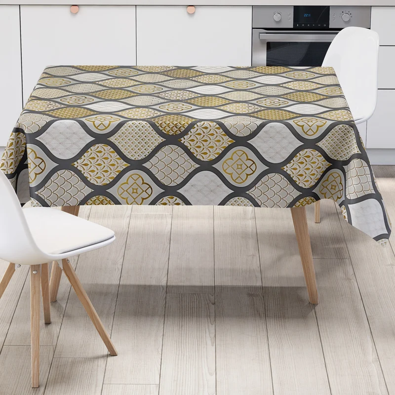Wachstuch Tischdecke geprägt Weihnachten B6014-04 Zapfen gold grau eckig rund oval