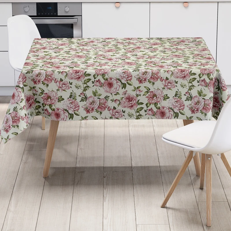 Wachstuch Tischdecke K124A Rosen Blüten auf beige eckig rund oval