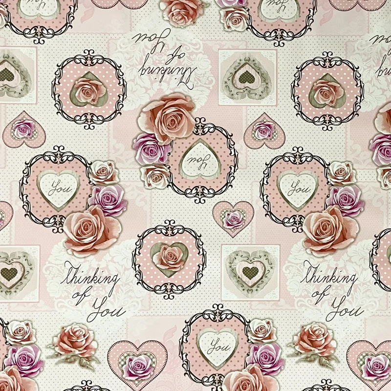 Wachstuch Tischdecke K191A rosa Rosen Herzen Patchwork eckig rund oval