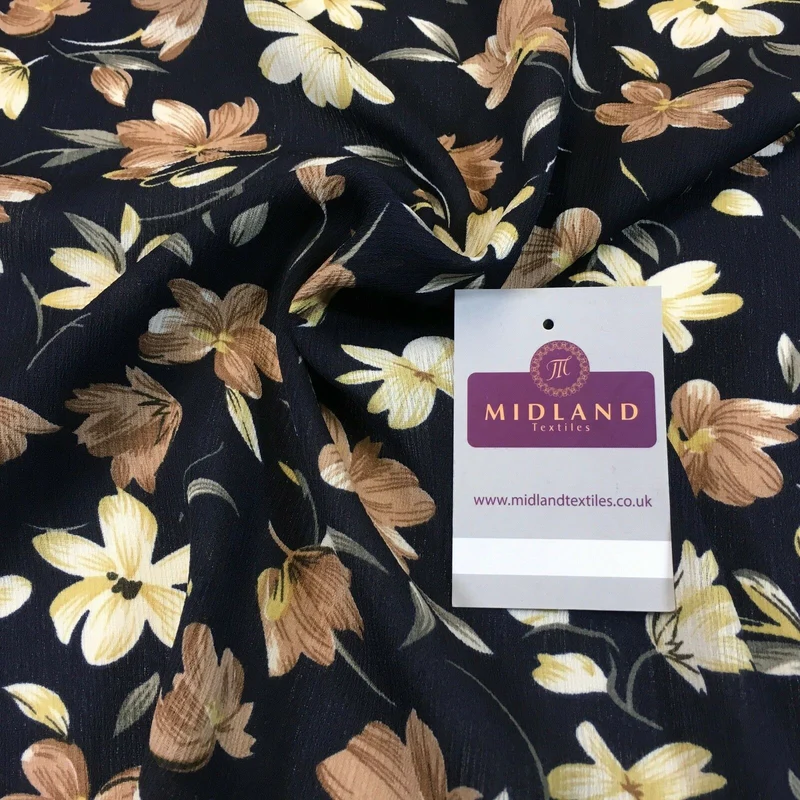 Floral printed Crinkle Chiffon dress scarf fabric 58" M778 Mtex