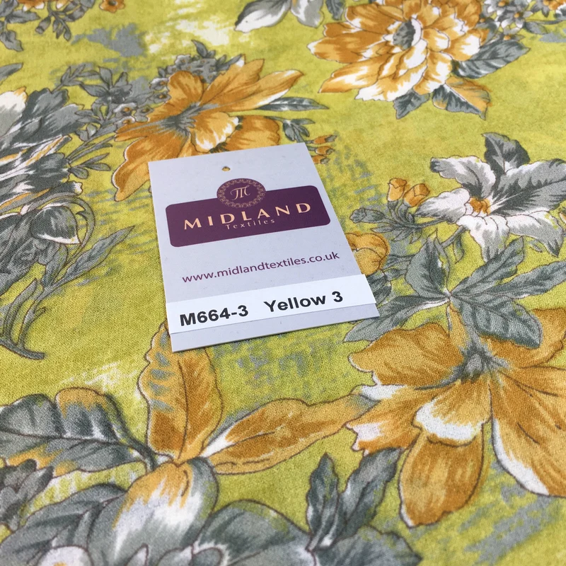 Lightweight Floral Printed Rayon Crepe dress fabric 39" wide M664