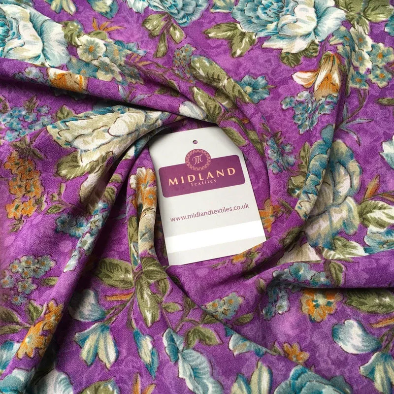 Lightweight Floral Printed Rayon Crepe dress fabric 39" wide M664