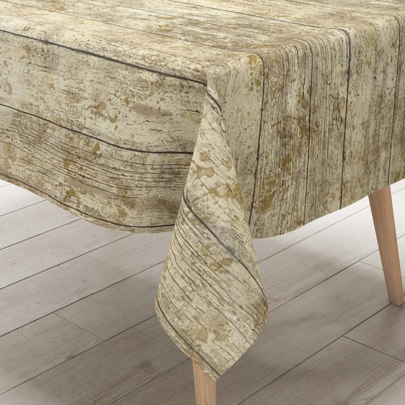 Wachstuch Tischdecke 36767 Holz Alm Holzpaneellen beige eckig rund oval