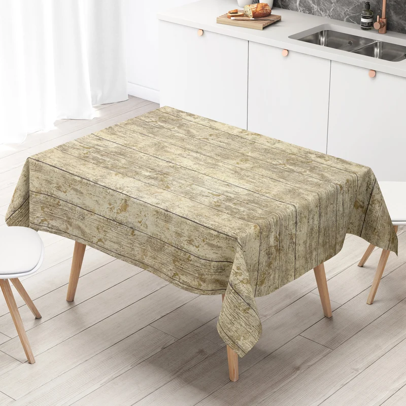 Wachstuch Tischdecke 36767 Holz Alm Holzpaneellen beige eckig rund oval