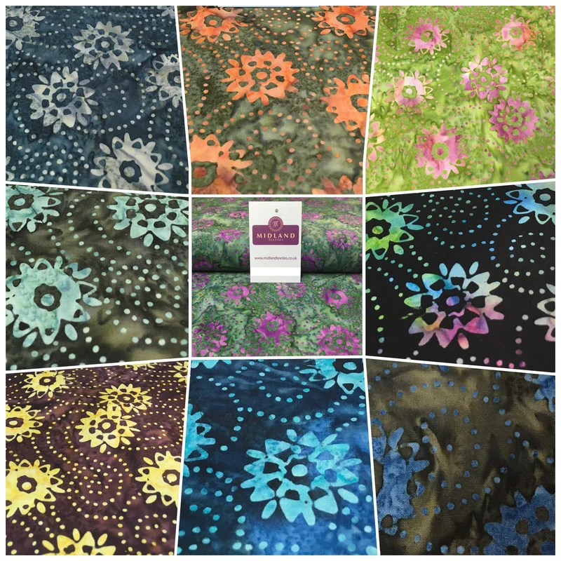 Clog Tie Dye Bali Batik 100% Cotton patchwork Fabric 44" Wide MK900 Mtex Teal A / Sample