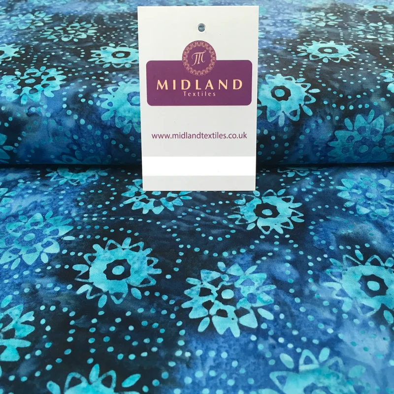 Clog Tie Dye Bali Batik 100% Cotton patchwork Fabric 44" Wide MK900 Mtex Teal A / Sample