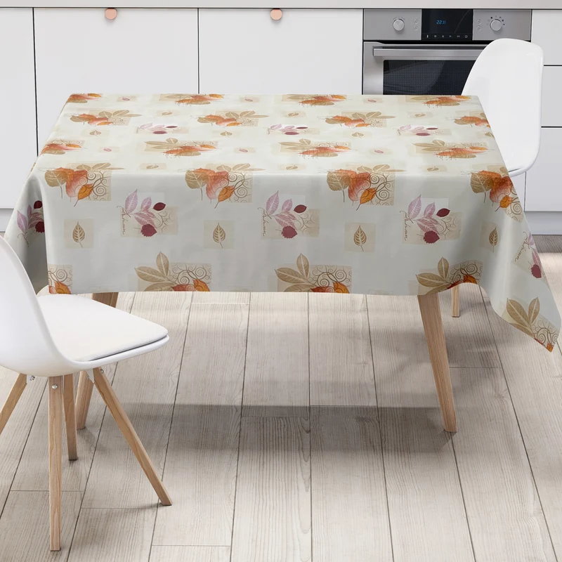 Wachstuch Tischdecke 31304 Herbst Laub Blätter beige eckig rund oval Meterware