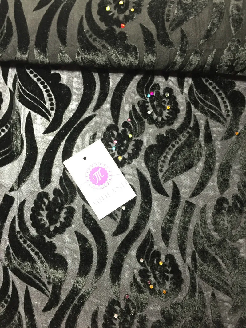 Burnout leaf floral print on chiffon 50" Inches Wide M161-9 Mtex