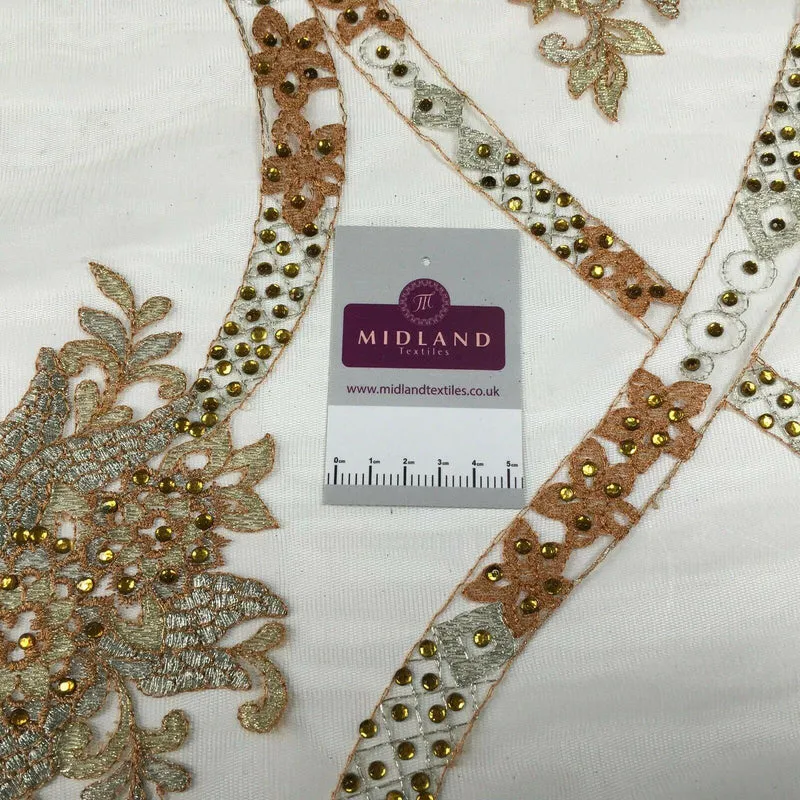 EMBROIDERY SCALLOPED FLORAL TULLE NET LACE BRIDAL DRESS FABRIC M231