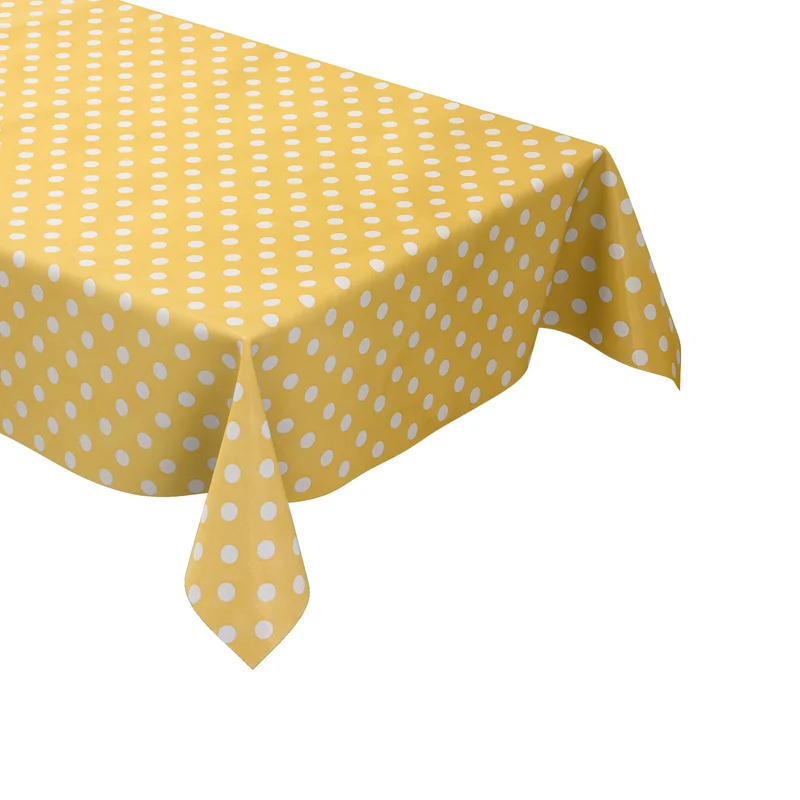 Wachstuch Tischdecke 01150-10 weiße Punkte auf gelb Polka Dots eckig rund oval