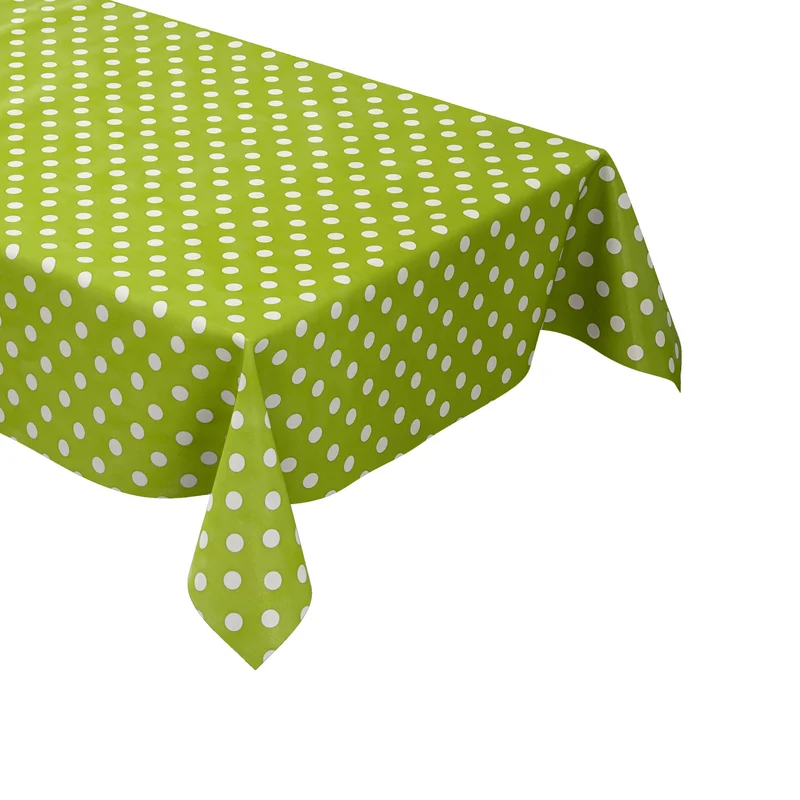 Wachstuch Tischdecke 01150-05 weiße Punkte auf grün Polka Dots eckig rund oval