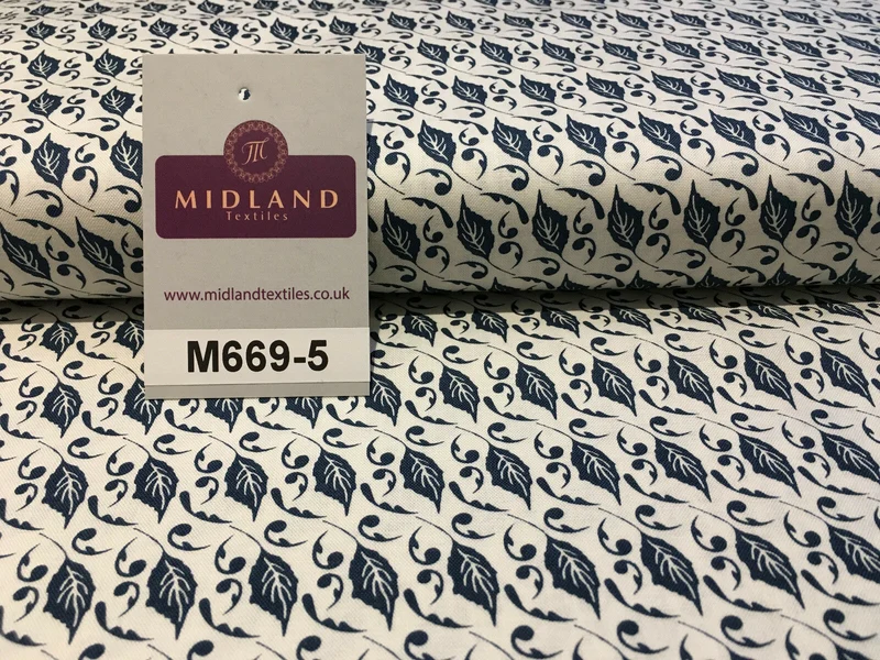 Blue William Morris inspired Butterfly and leaves 100% cotton fabric 45" M669