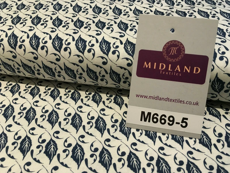 Blue William Morris inspired Butterfly and leaves 100% cotton fabric 45" M669