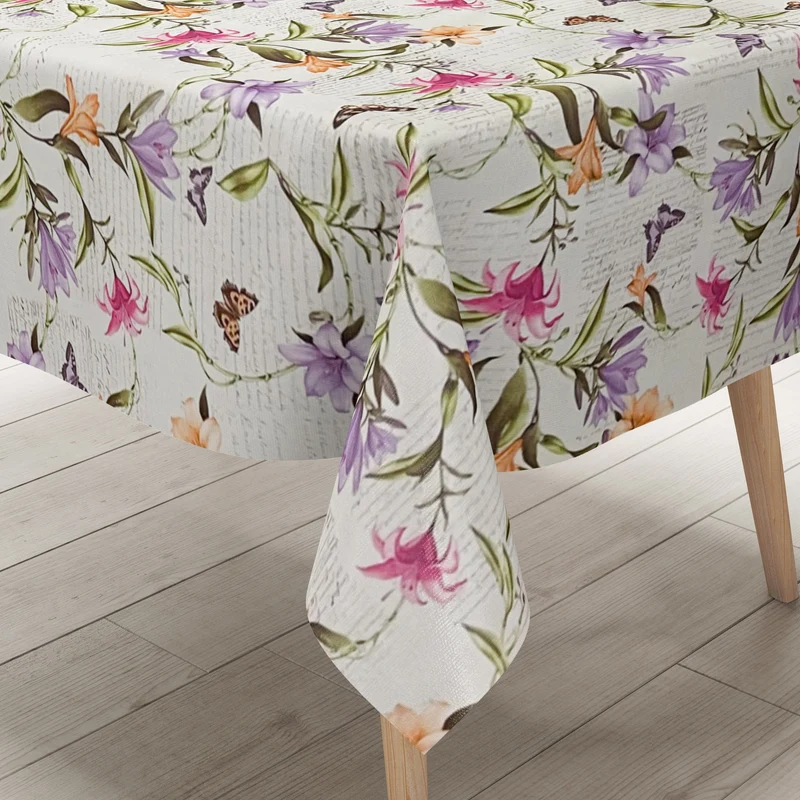 Wachstuch Tischdecke 06241-03 Blumenwiese Blüten Schmetterlinge eckig rund oval Wunschmaß