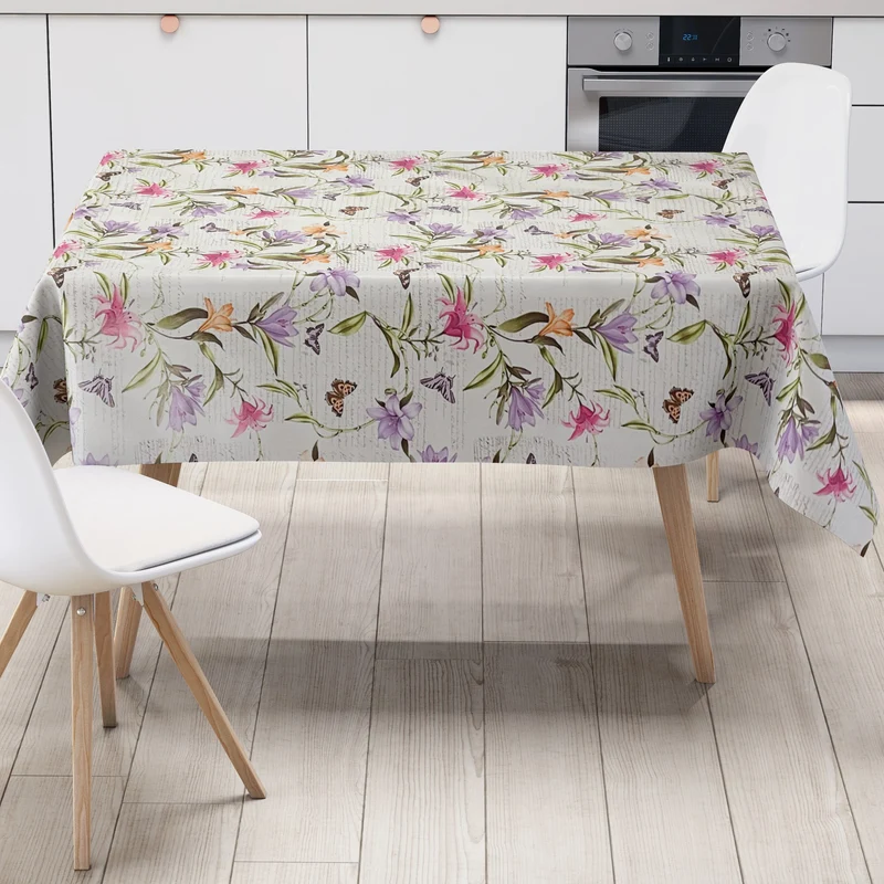Wachstuch Tischdecke 06241-03 Blumenwiese Blüten Schmetterlinge eckig rund oval Wunschmaß